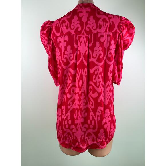 Sheridan French Ruby Azaleas Natalie 100% Poly Silk Pink Blouse Size XS - Picture 3 of 15
